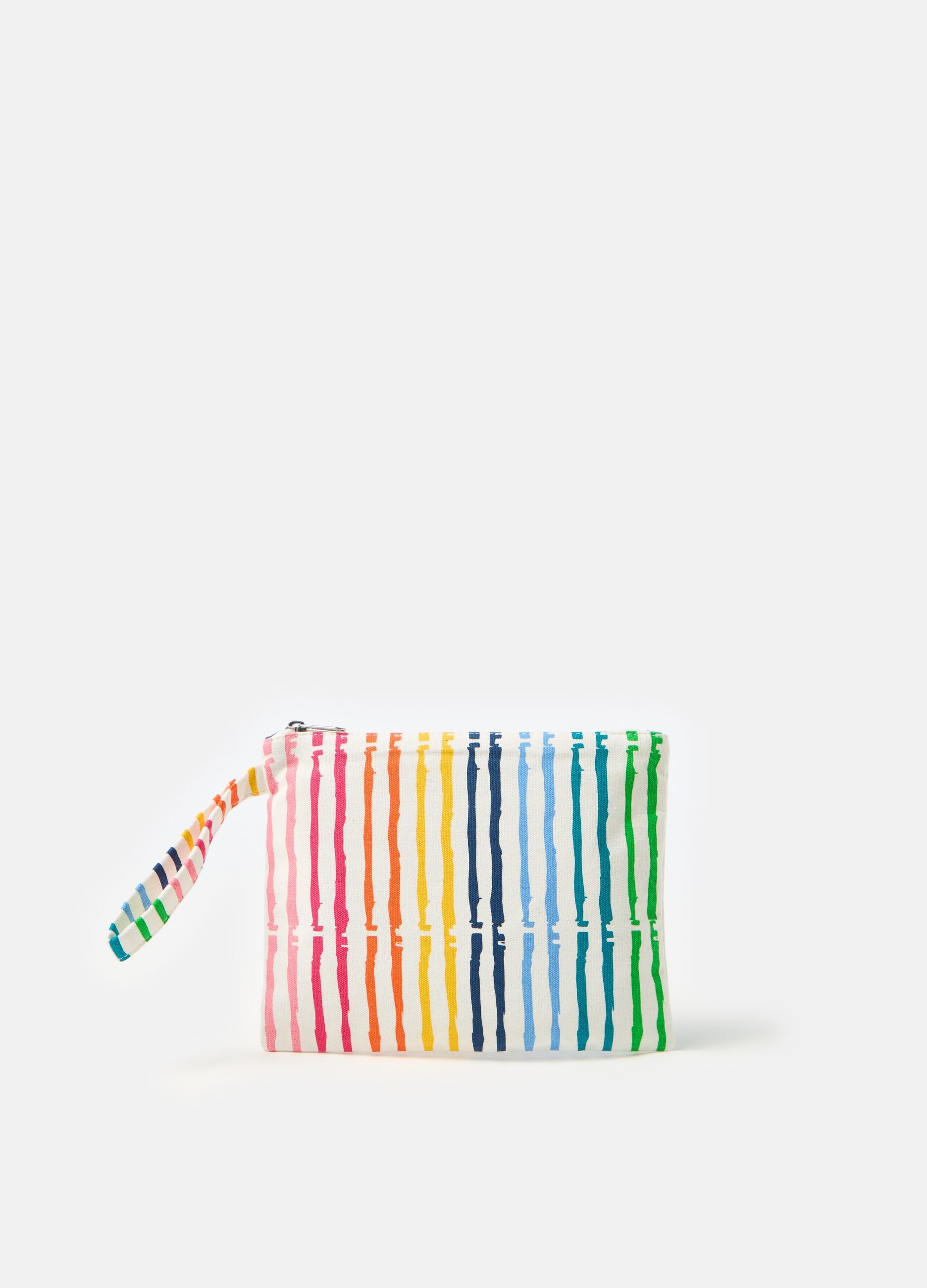 Cotton pochette with striped pattern