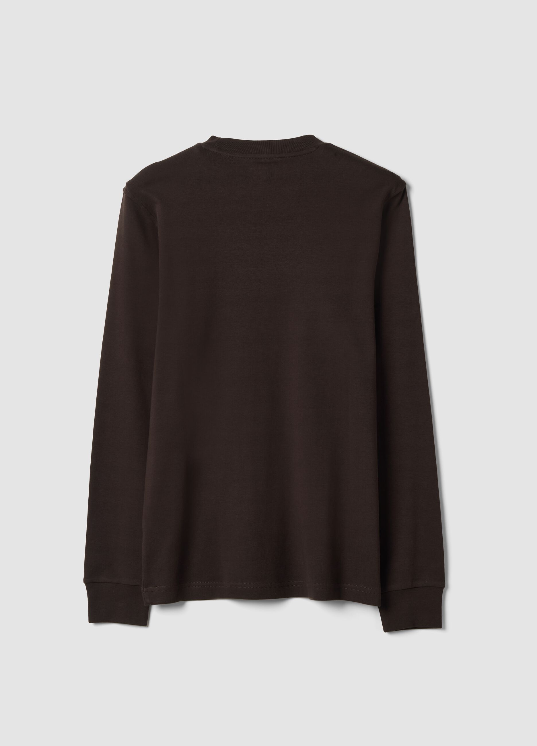 Brown pure cotton crew-neck T-shirt