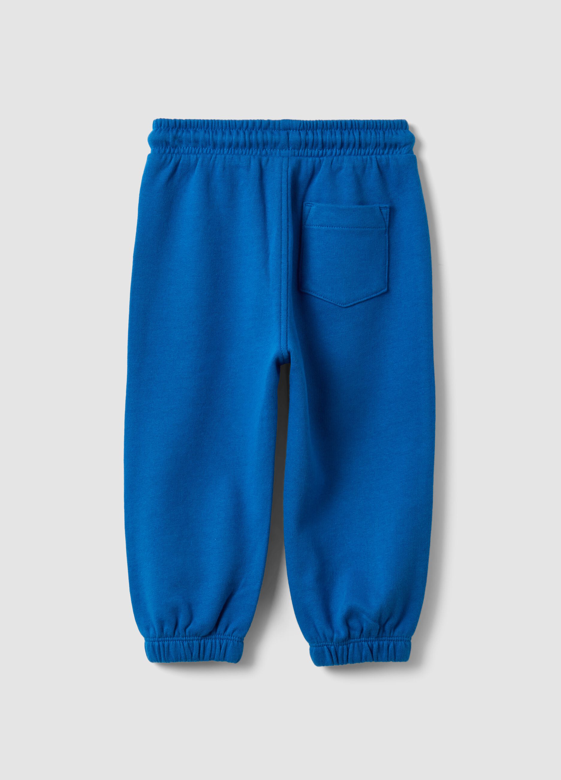 Blue organic cotton jogger trousers with drawstring for boys