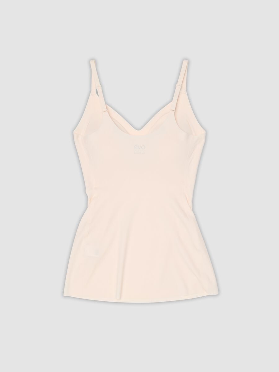 Camisola interior rosa el&aacute;stica com decote em V_1