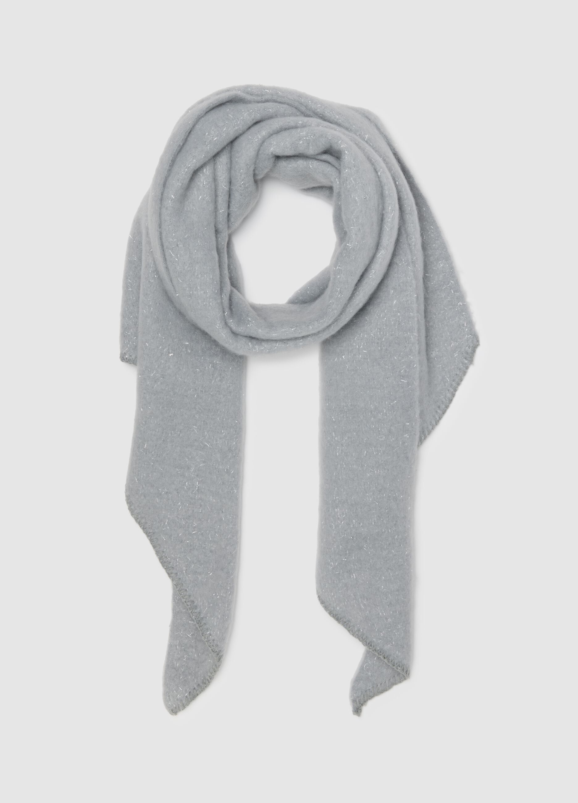 Grey scarf with metallic threads