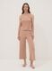 Brown pure organic cotton pyjamas with sleeveless top and printed trousers_0