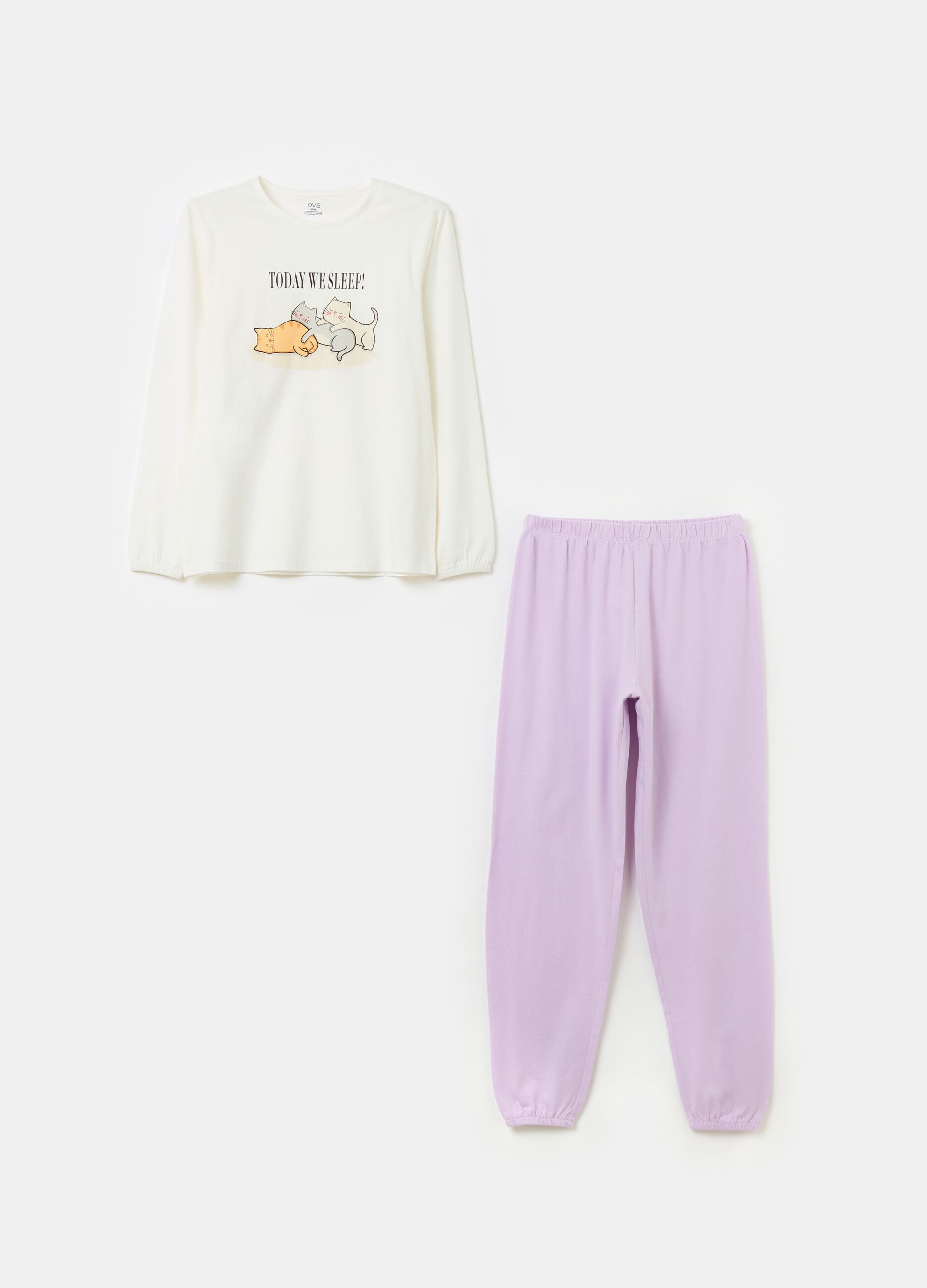 Organic cotton pyjamas with kittens print