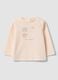 Pink organic cotton crew-neck top with little animal print_0