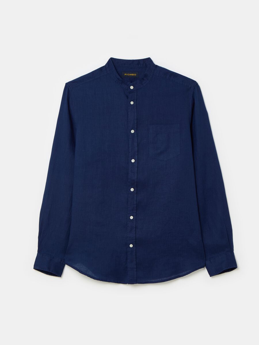 Regular-fit shirt in linen with Mandarin collar_3
