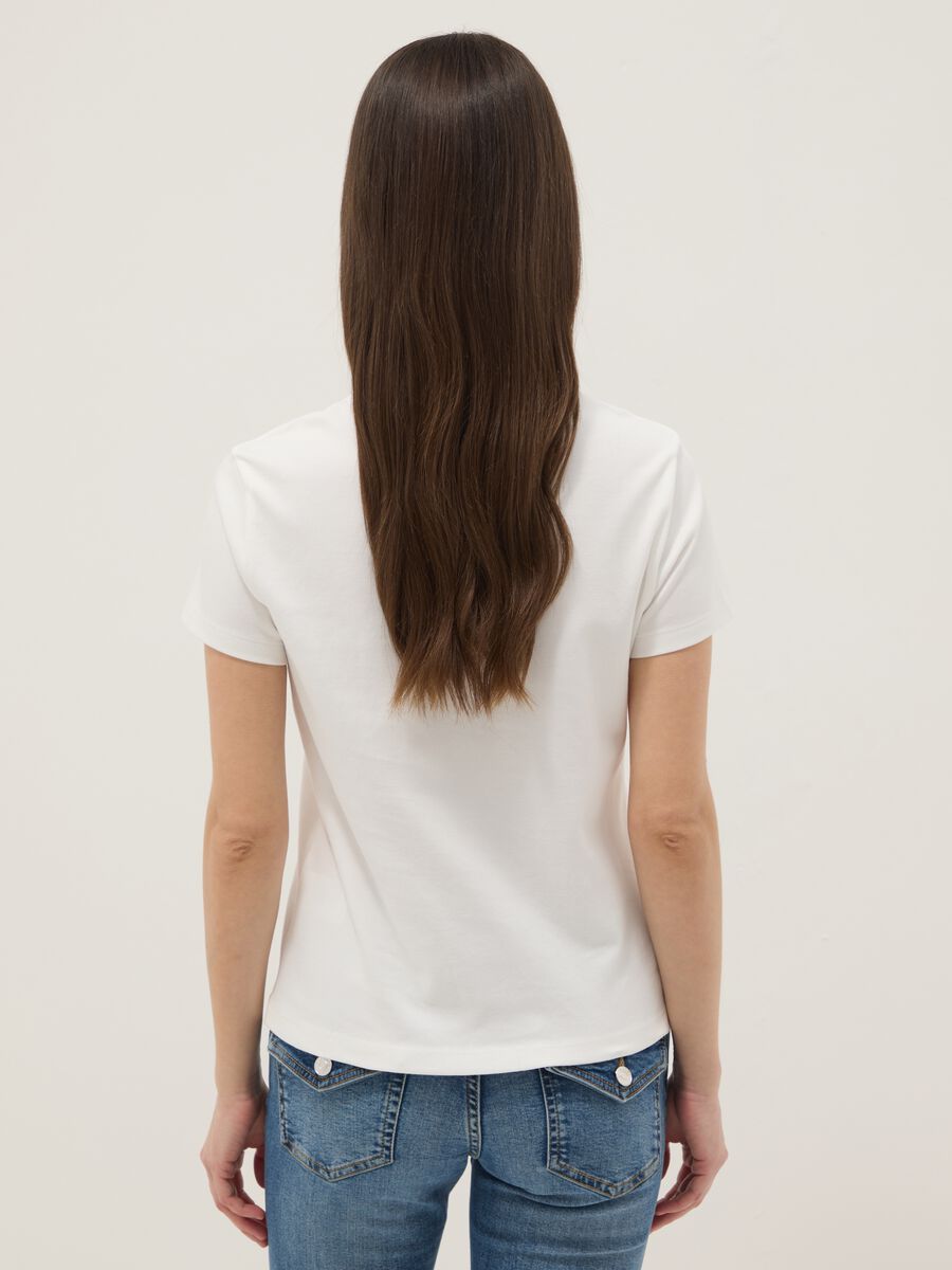 Damen T-Shirt aus reinem Baumwolle, Wei&szlig;, Regular Fit_3