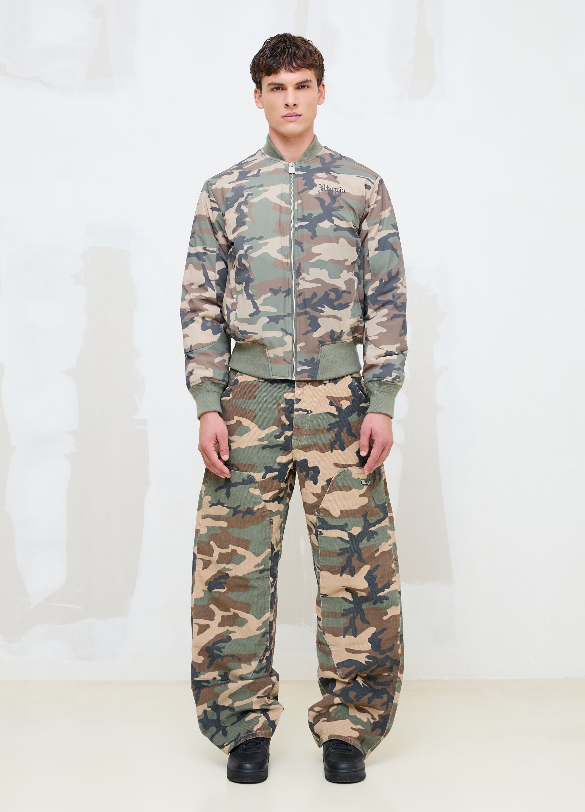 Nylon Camo Bomber Jacket