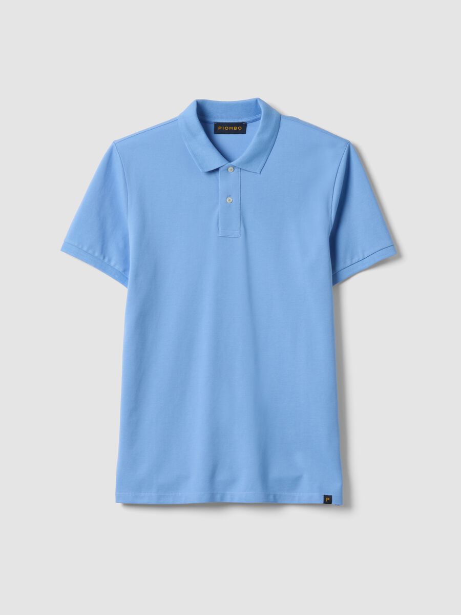 Sky blue pure cotton short sleeve polo, regular fit_0