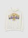 Camisola com capuz branca em mistura de algod&atilde;o com log&oacute;tipo Lakers_4