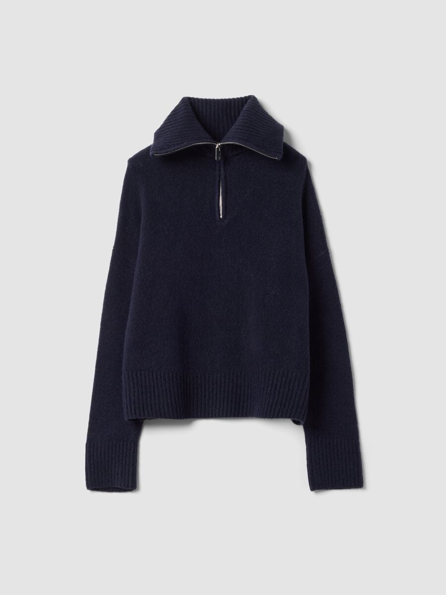 Blue stretch wool half-zip jumper_4