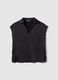 Black short-sleeve polo-collar T-shirt, regular fit_4