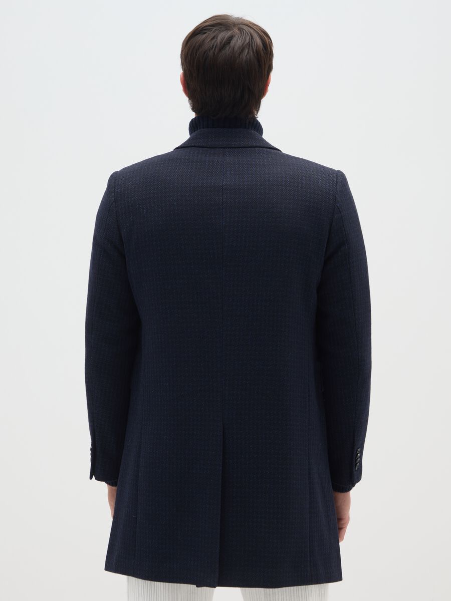 Long blue checked coat regular fit in houndstooth_2