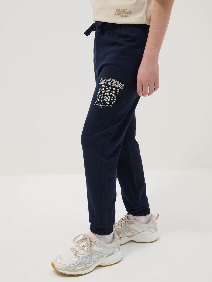 Boys&rsquo; blue cotton-viscose jogger trousers, regular fit_1