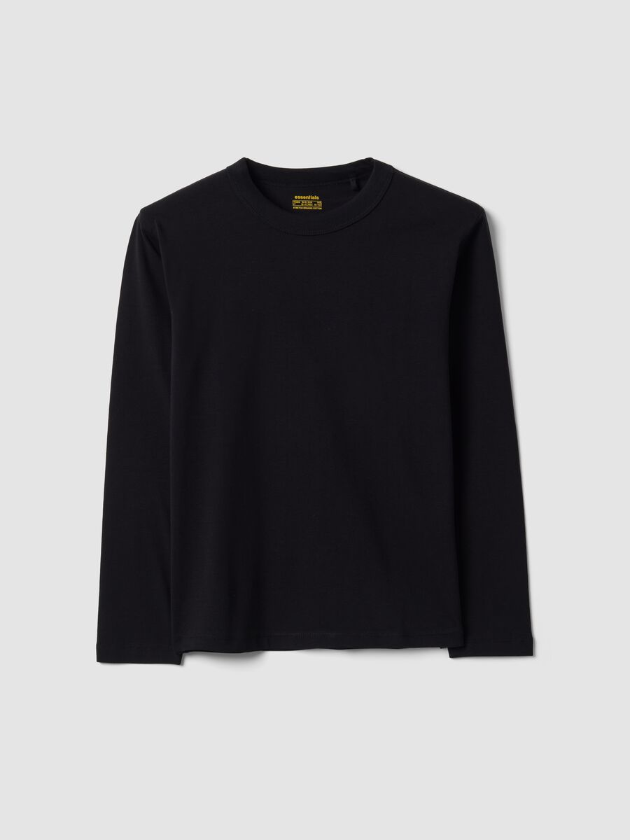 Black regular-fit stretch organic cotton T-shirt for boys_0