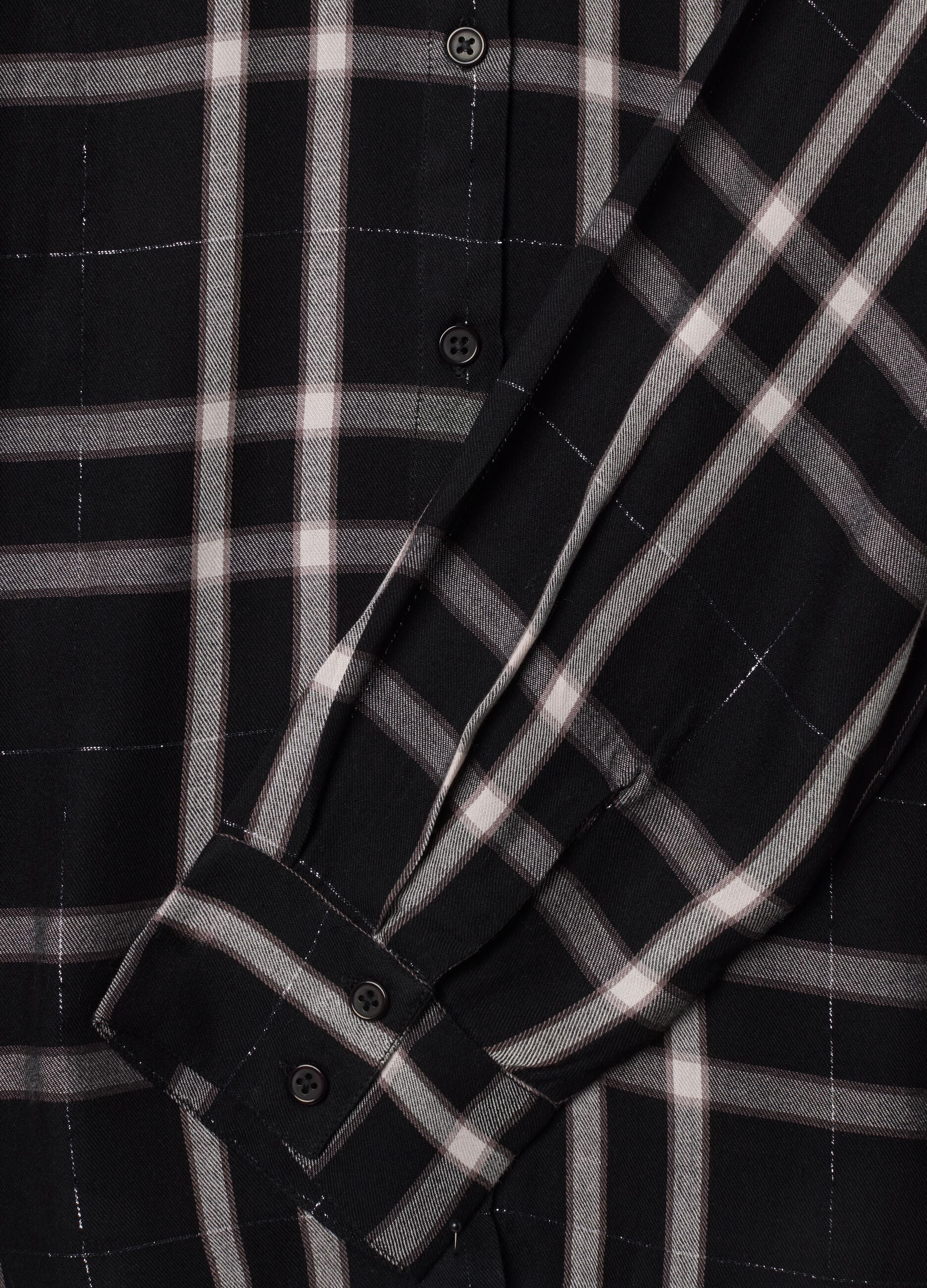 Camicia nera a quadri in misto viscosa