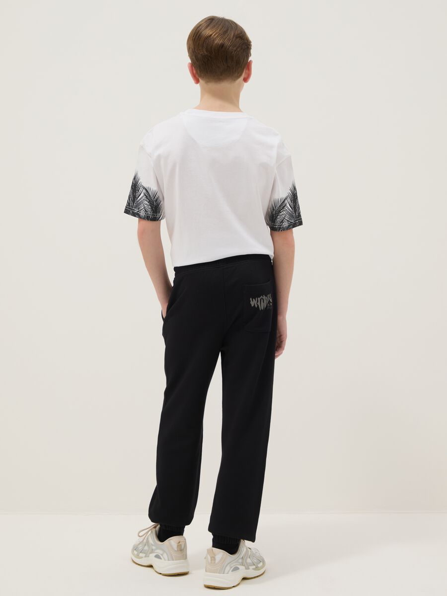 Black cotton and viscose mix regular fit jogger trousers for boys_1