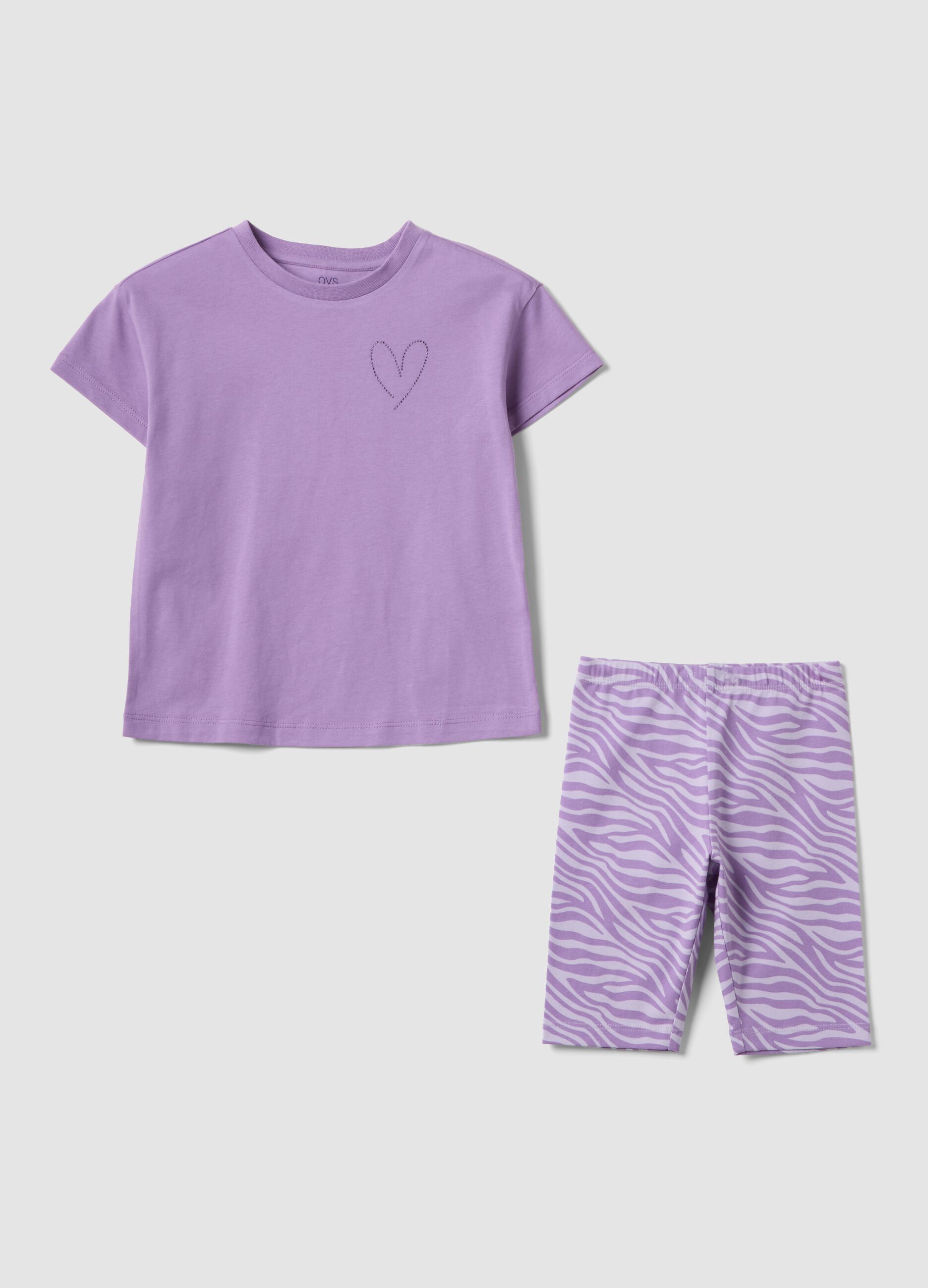 Purple pure cotton set with T-shirt and leggings