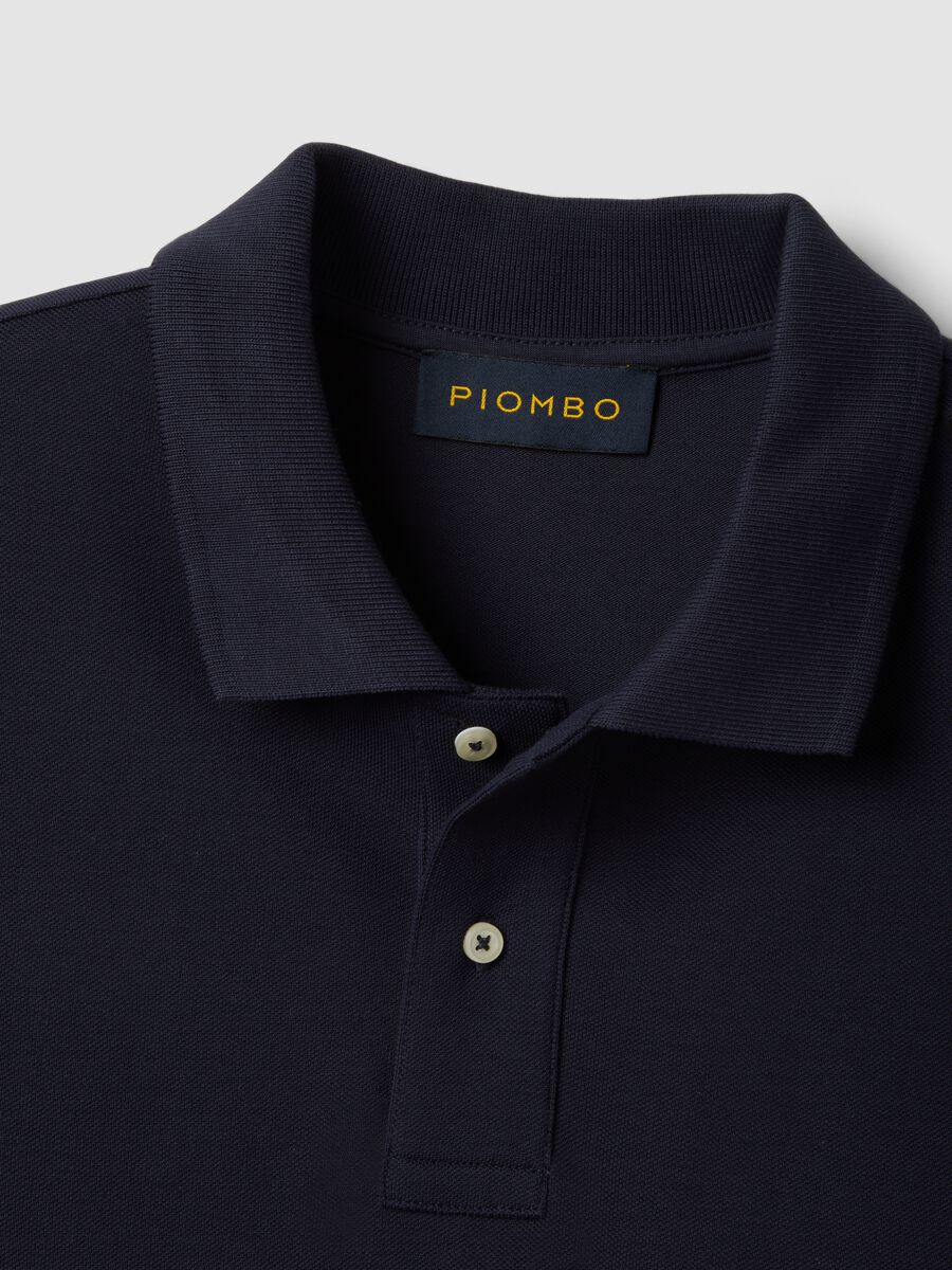 Short sleeve polo in pure blue cotton regular fit_5