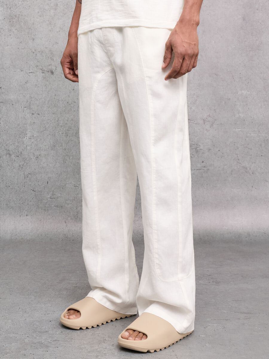 100% Linen Wide-Leg Trousers White_1