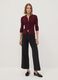 Cardigan fitted rosso a coste in misto viscosa con colletto polo_1