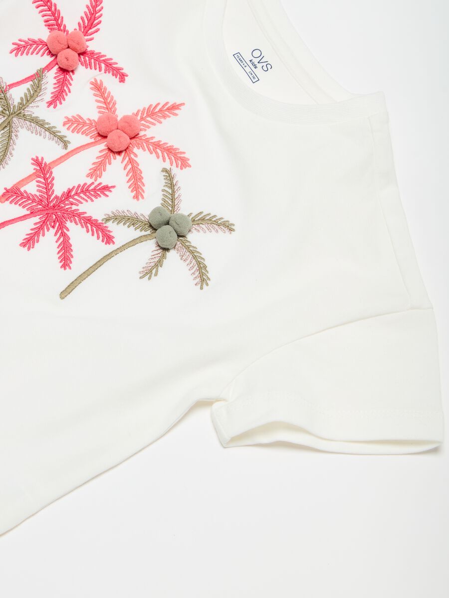 T-shirt with palms embroidery and application_1