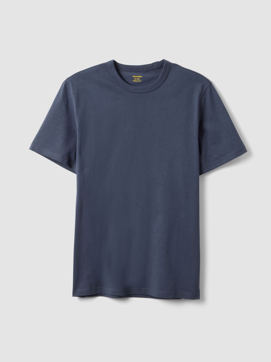 Blue pure cotton short sleeve regular fit T-shirt_4
