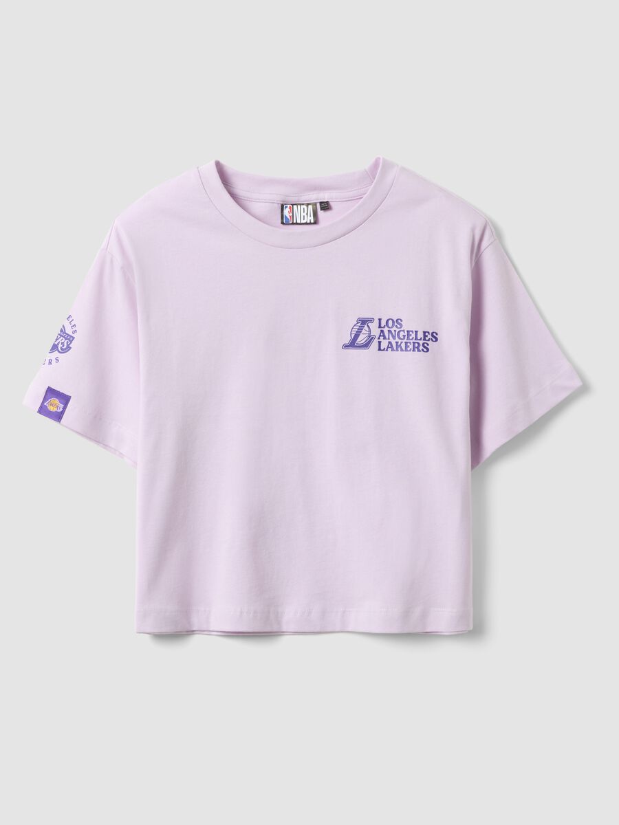 T-shirt en coton pur pour fille, coupe d&eacute;contract&eacute;e, violet avec imprim&eacute;s Lakers_3