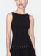 Black sleeveless stretch viscose dress with eyelets_3
