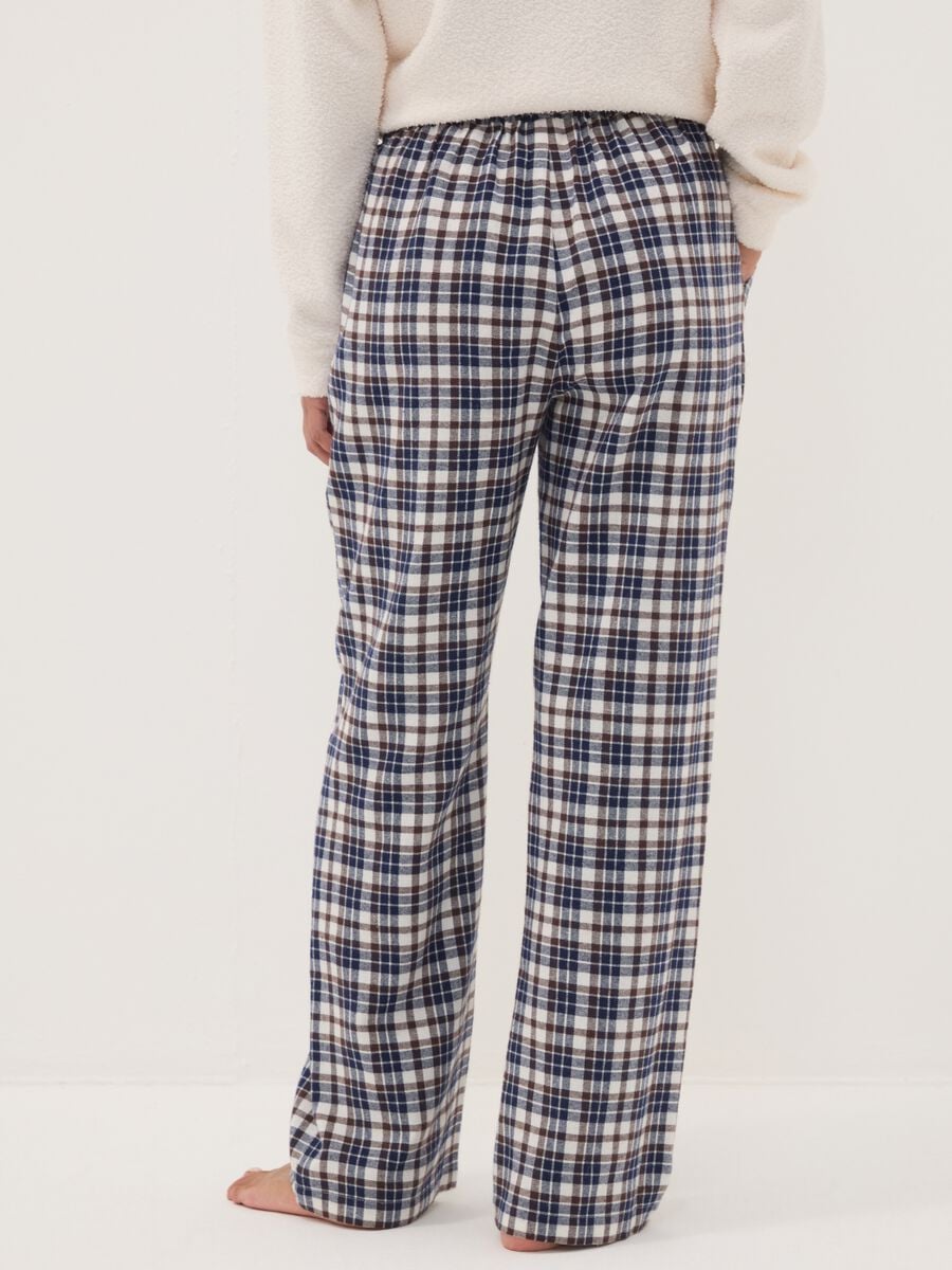 Multicolour checked pyjama trousers in pure organic cotton_2
