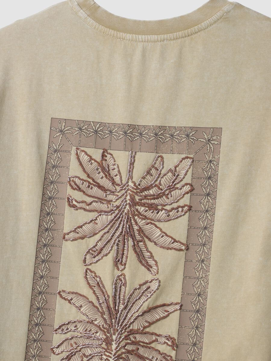 Camiseta beige de manga corta en algod&oacute;n puro_2