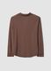 Brown stretch shirt with checked collar, regular fit_2