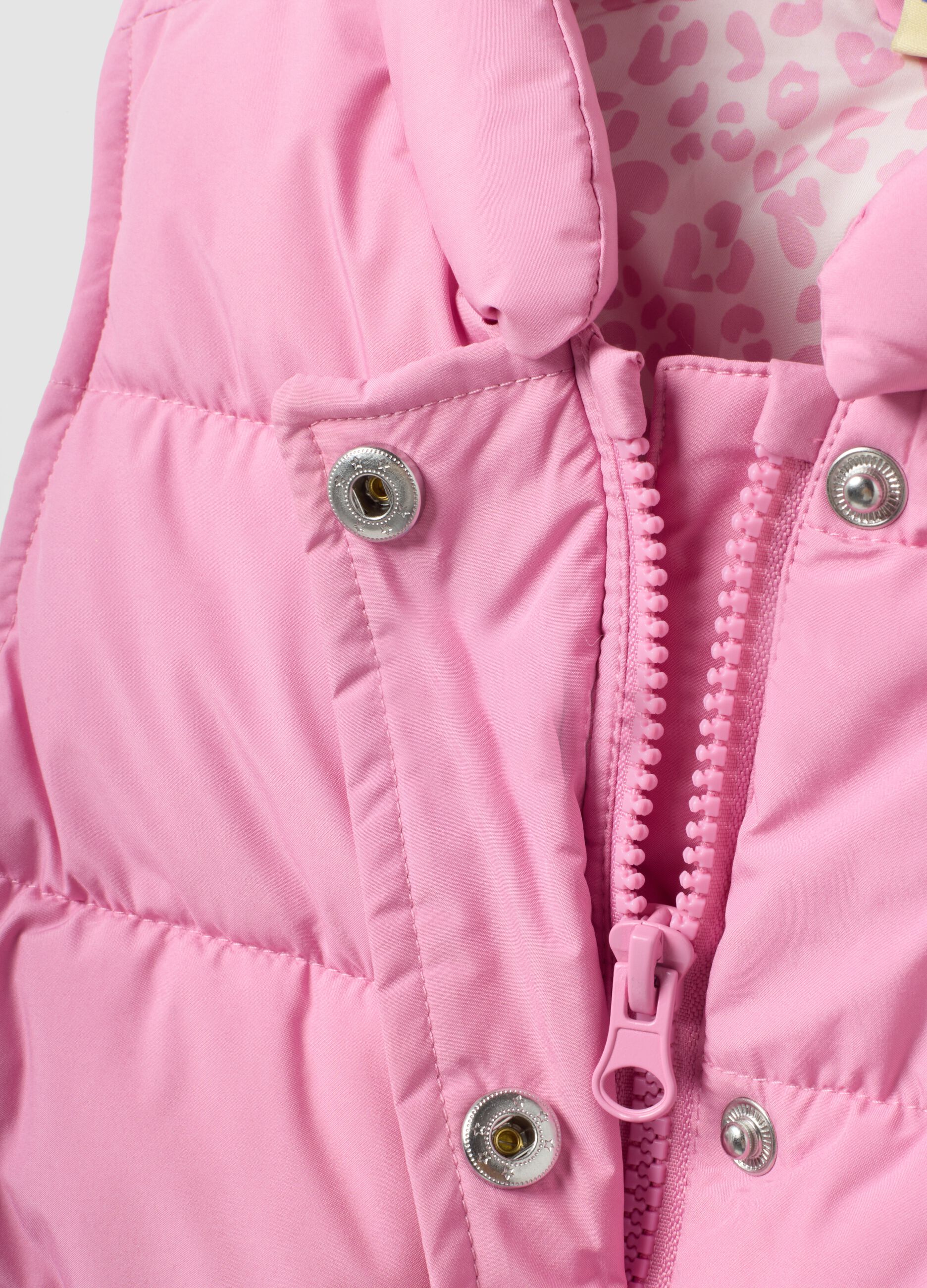 Girls&rsquo; pink padded gilet with Lilo & Stitch embroidery