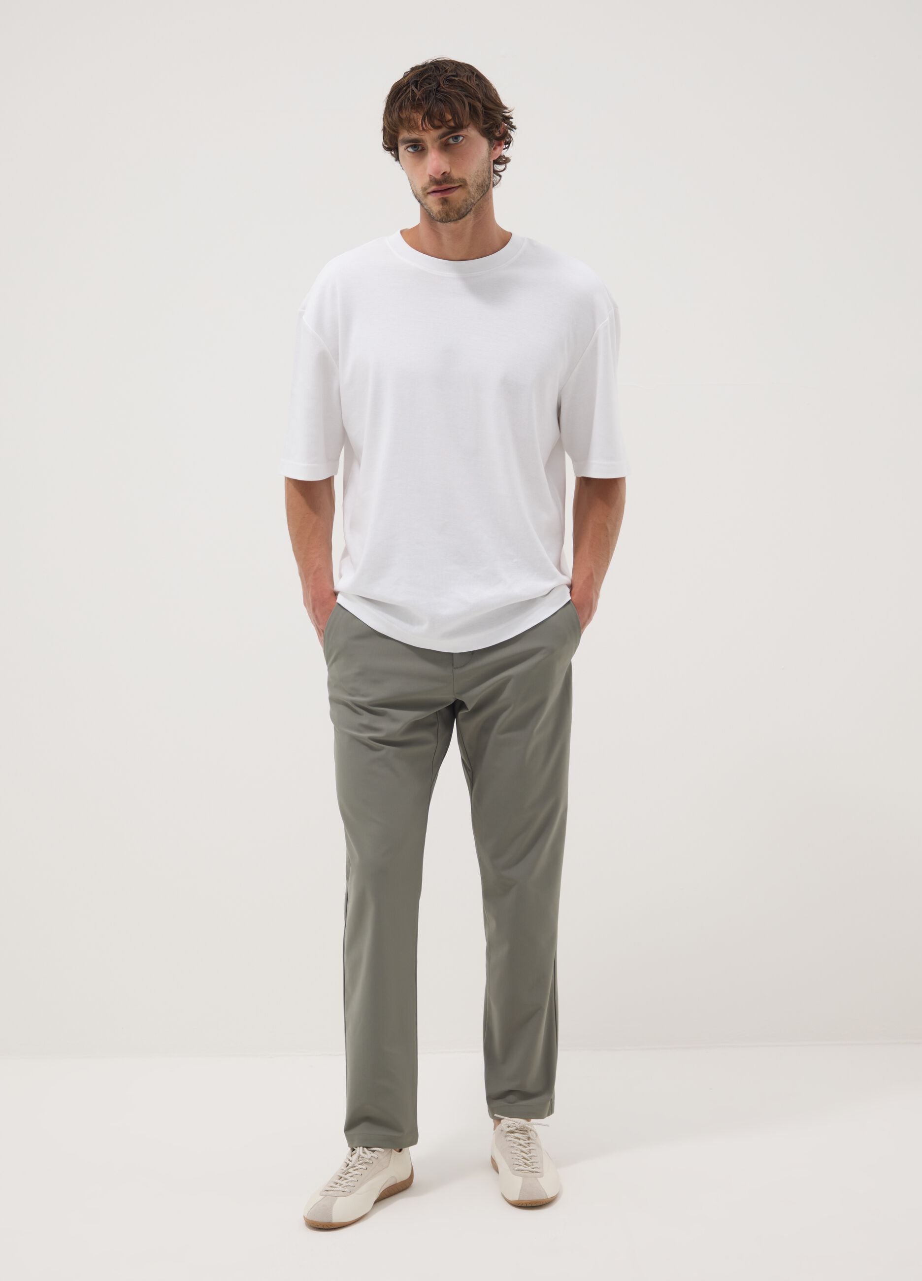 Green regular-fit chino trousers