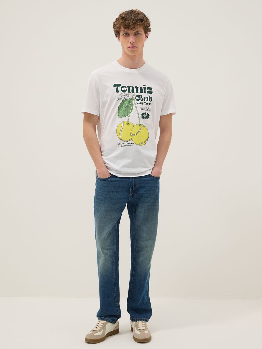 White graphic-print pure cotton T-shirt, regular fit_1