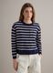 Blue jumper with white stripes in pure cotton regular fit_2