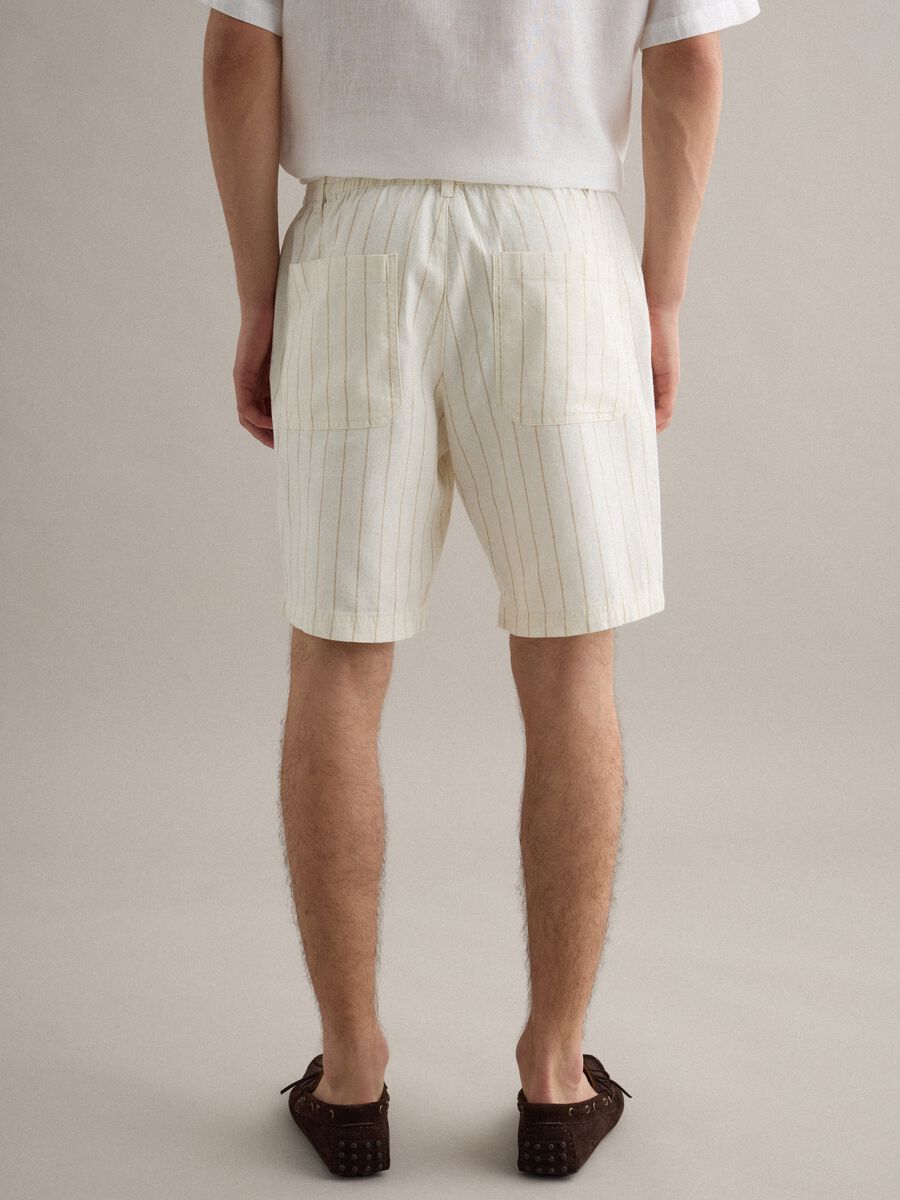 Multicolour striped linen-cotton blend shorts, regular fit_2
