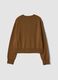 Brown pure wool crew-neck cardigan, regular fit_2