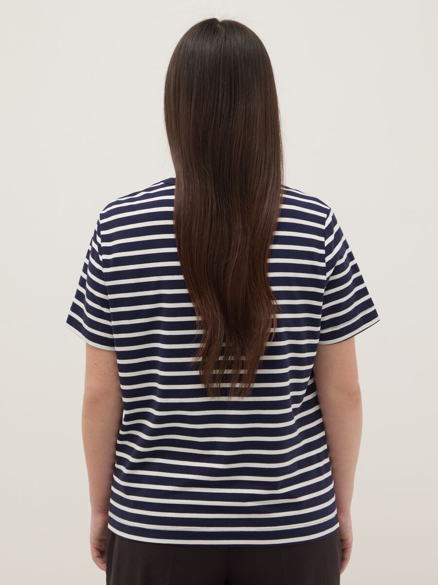 Multicolor striped regular fit stretch cotton t-shirt with heart_2