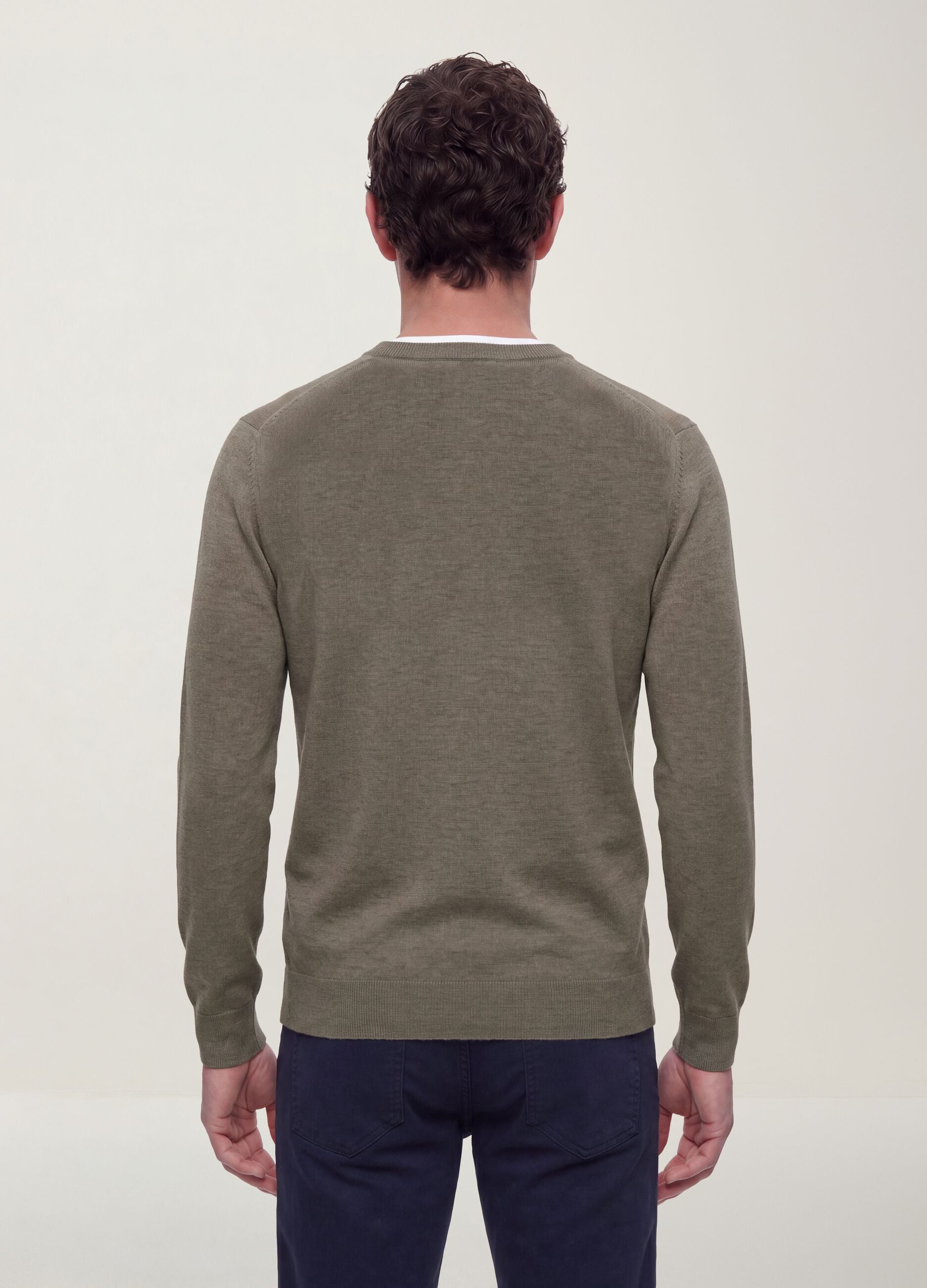 Grey V-neck viscose-blend jumper, regular fit