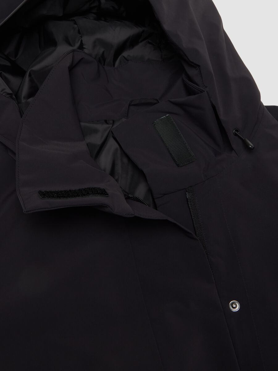 Black water-repellent hooded jacket with zip, regular fit ALTAVIA STUDIO_8