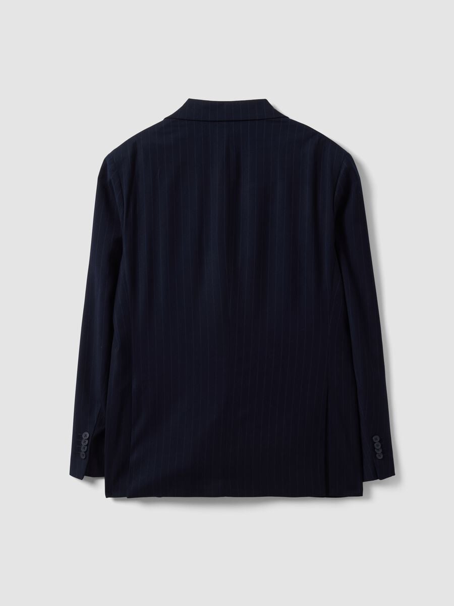 Blue pinstripe double-breasted stretch viscose suit_1