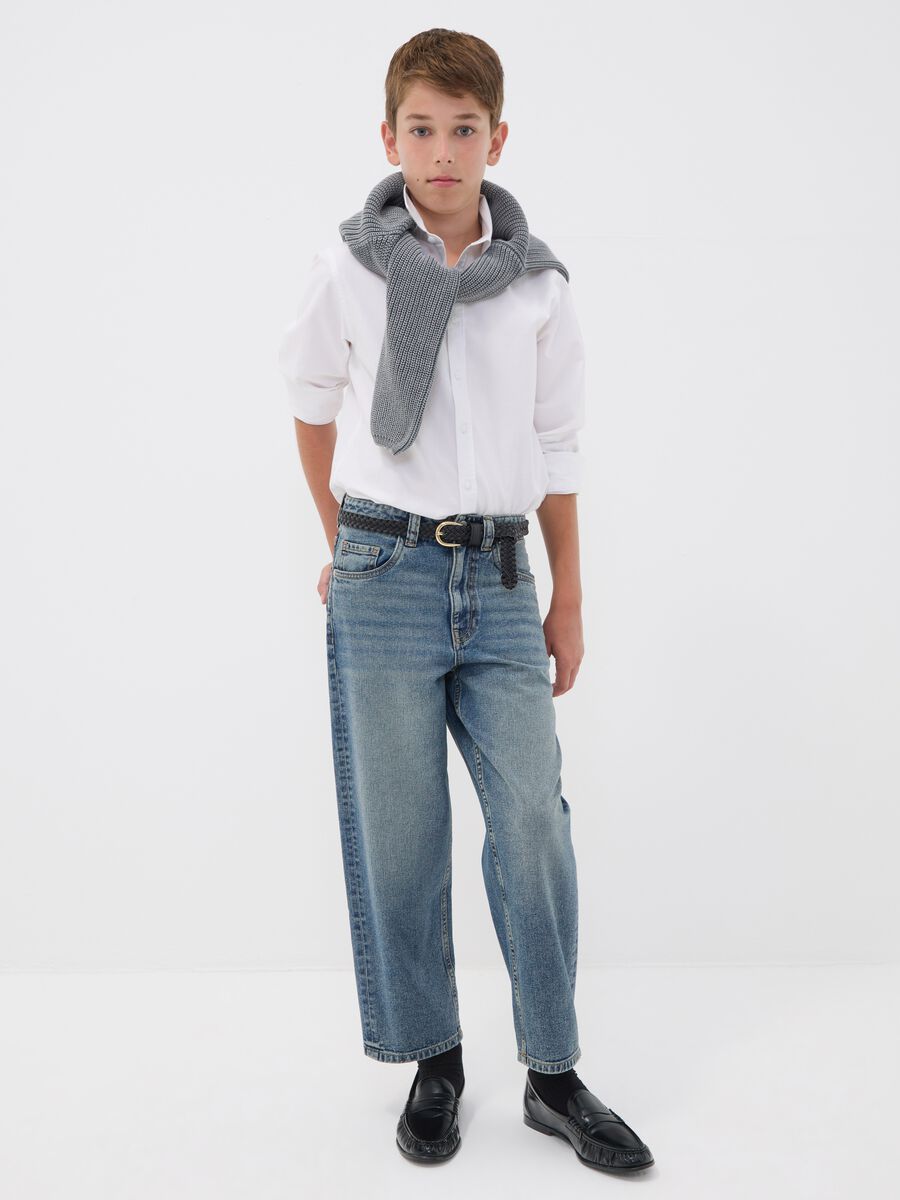 100% cotton denim jeans with elasticated waist, skater fit for boys_0