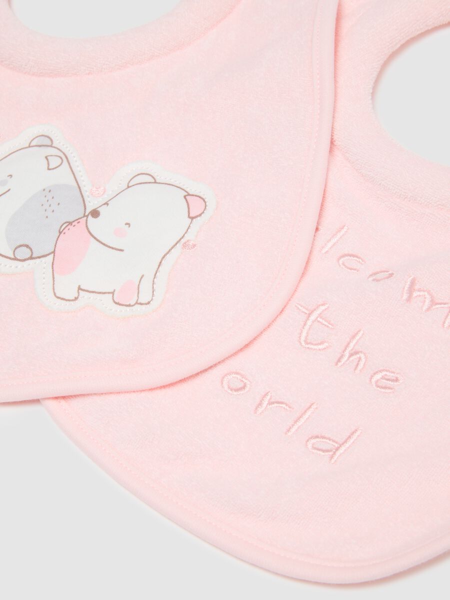 Two-pack pink pure cotton baby bibs_1