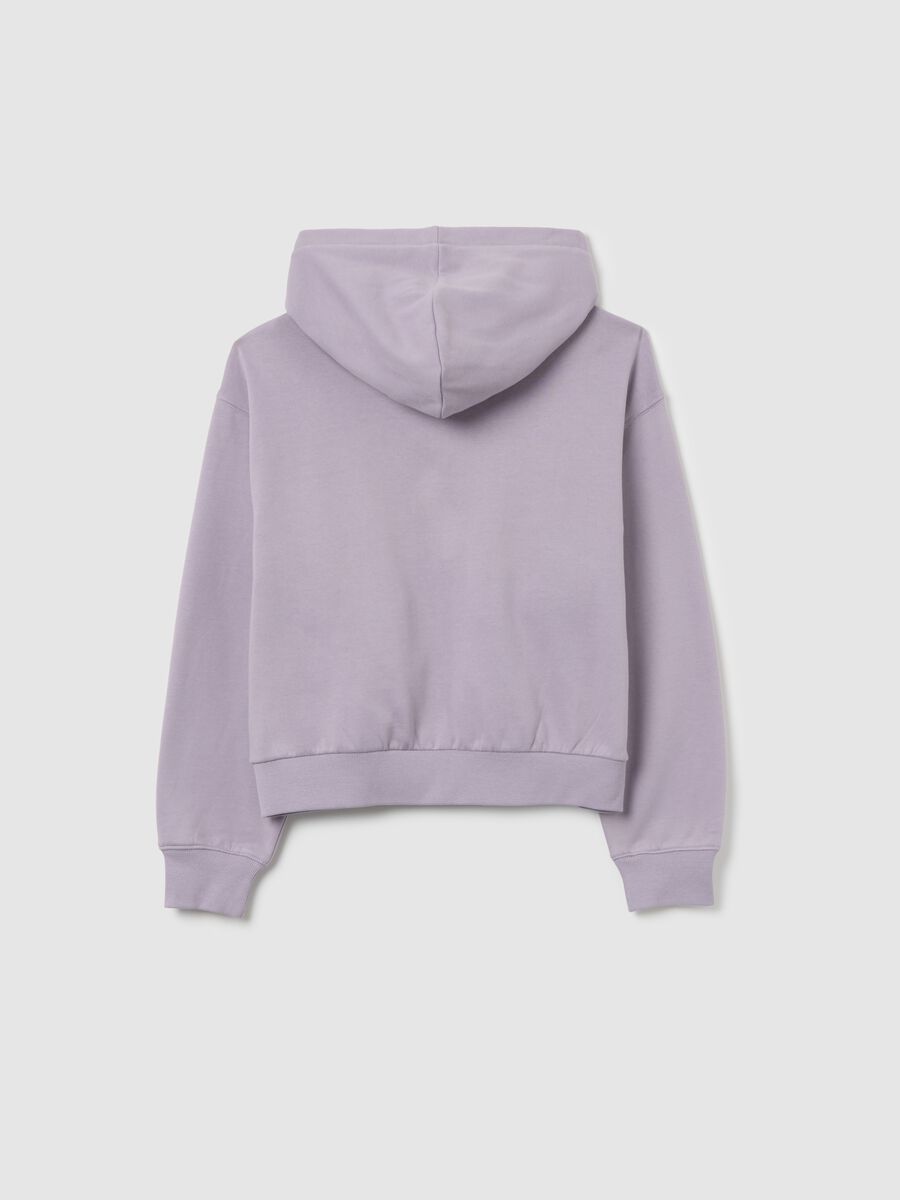 Girls' purple hoodie in pure cotton regular fit with hood and zip_4