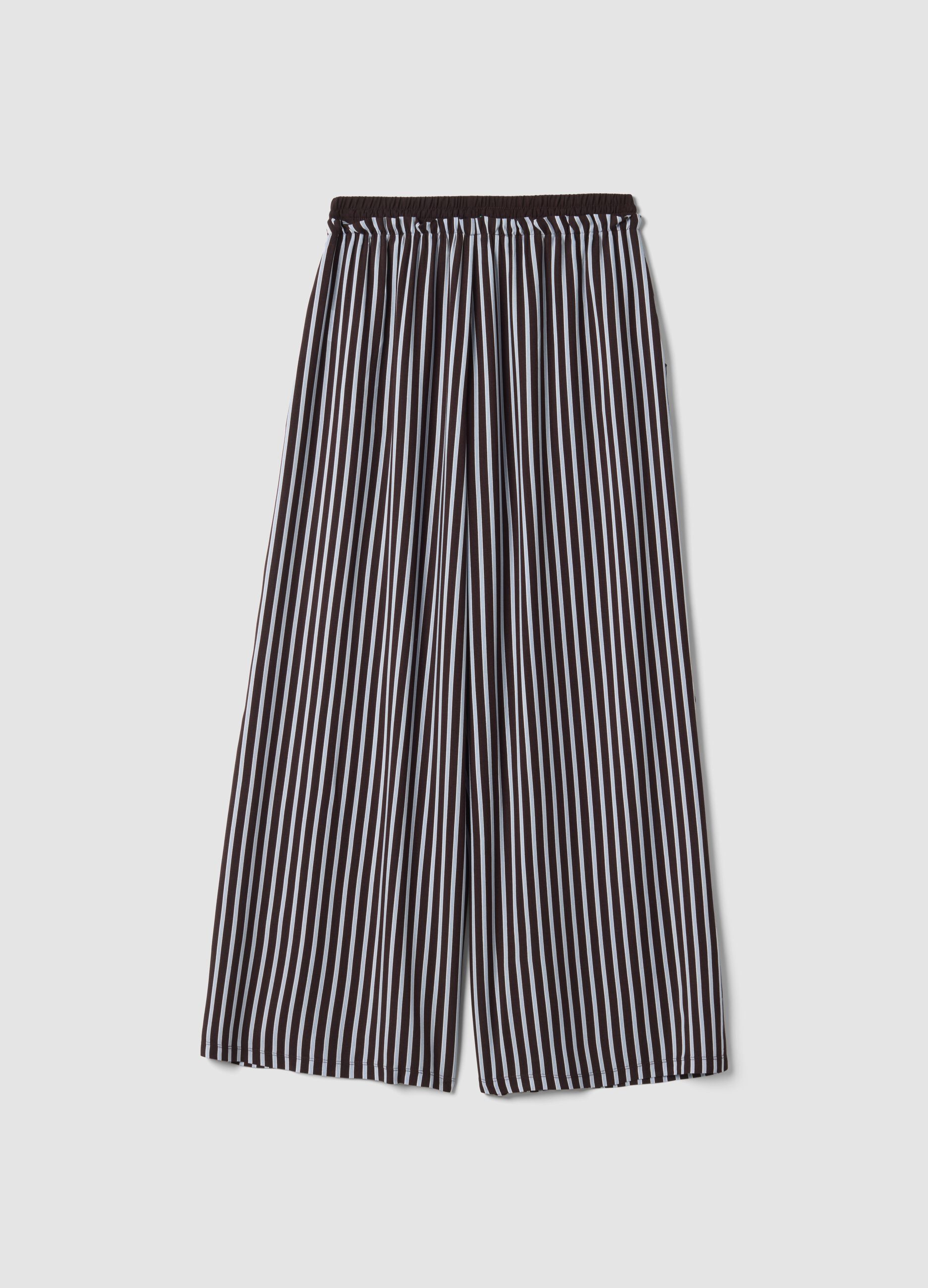 Brown striped pure viscose pyjama bottoms