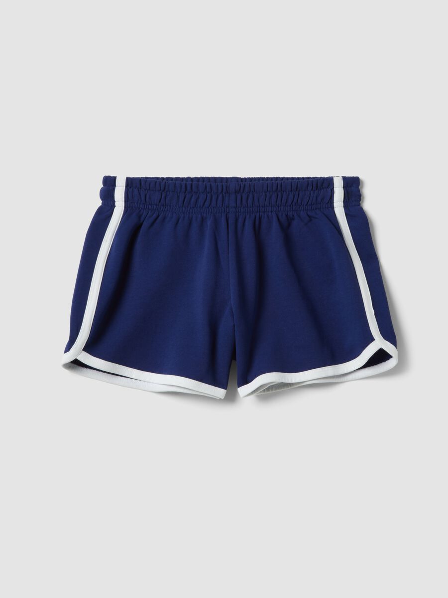 Blue pure cotton shorts with elasticated waist, regular fit_4