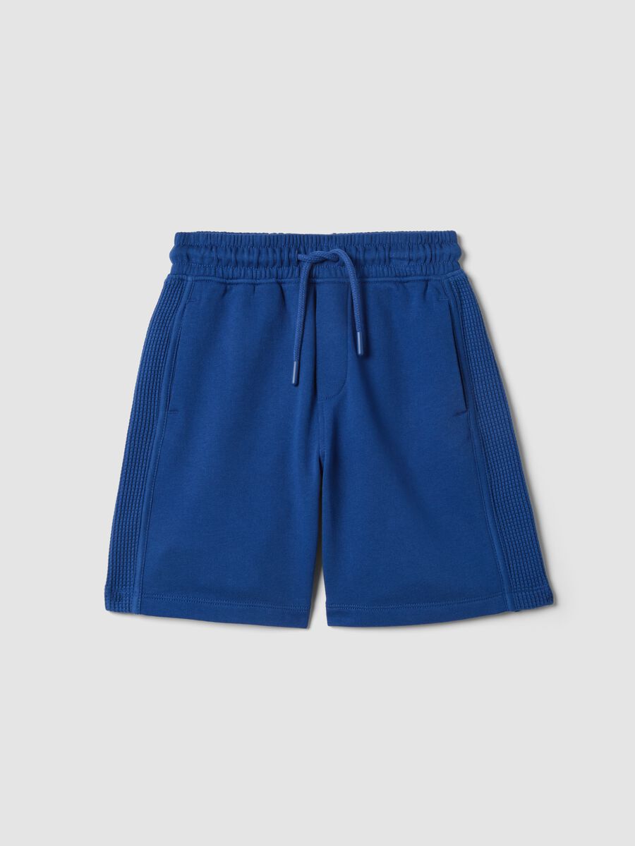 Blue pure cotton shorts with elasticated waist_0