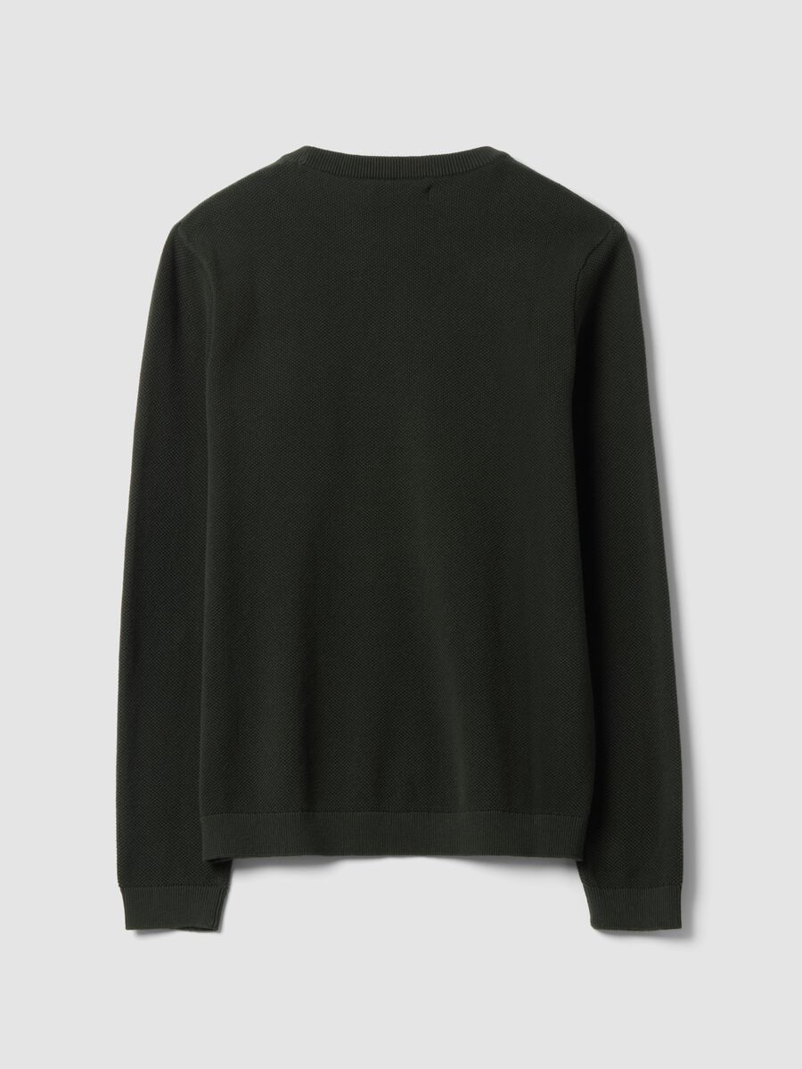 Green pure cotton crew-neck jumper, regular fit_6