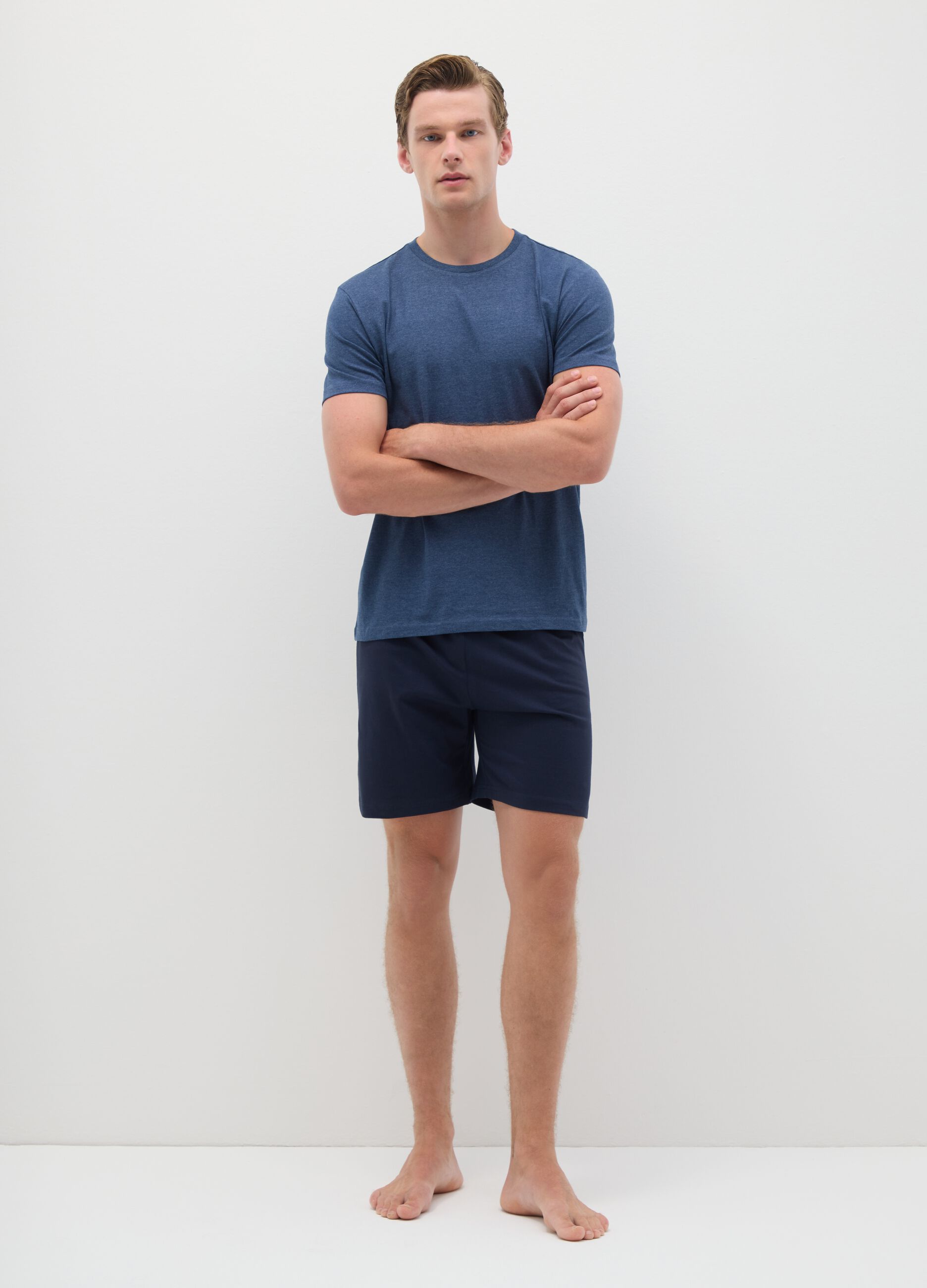 Blue cotton blend pyjamas, regular fit