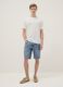 Blue Slim Fit Cotton Blend Denim Shorts_0